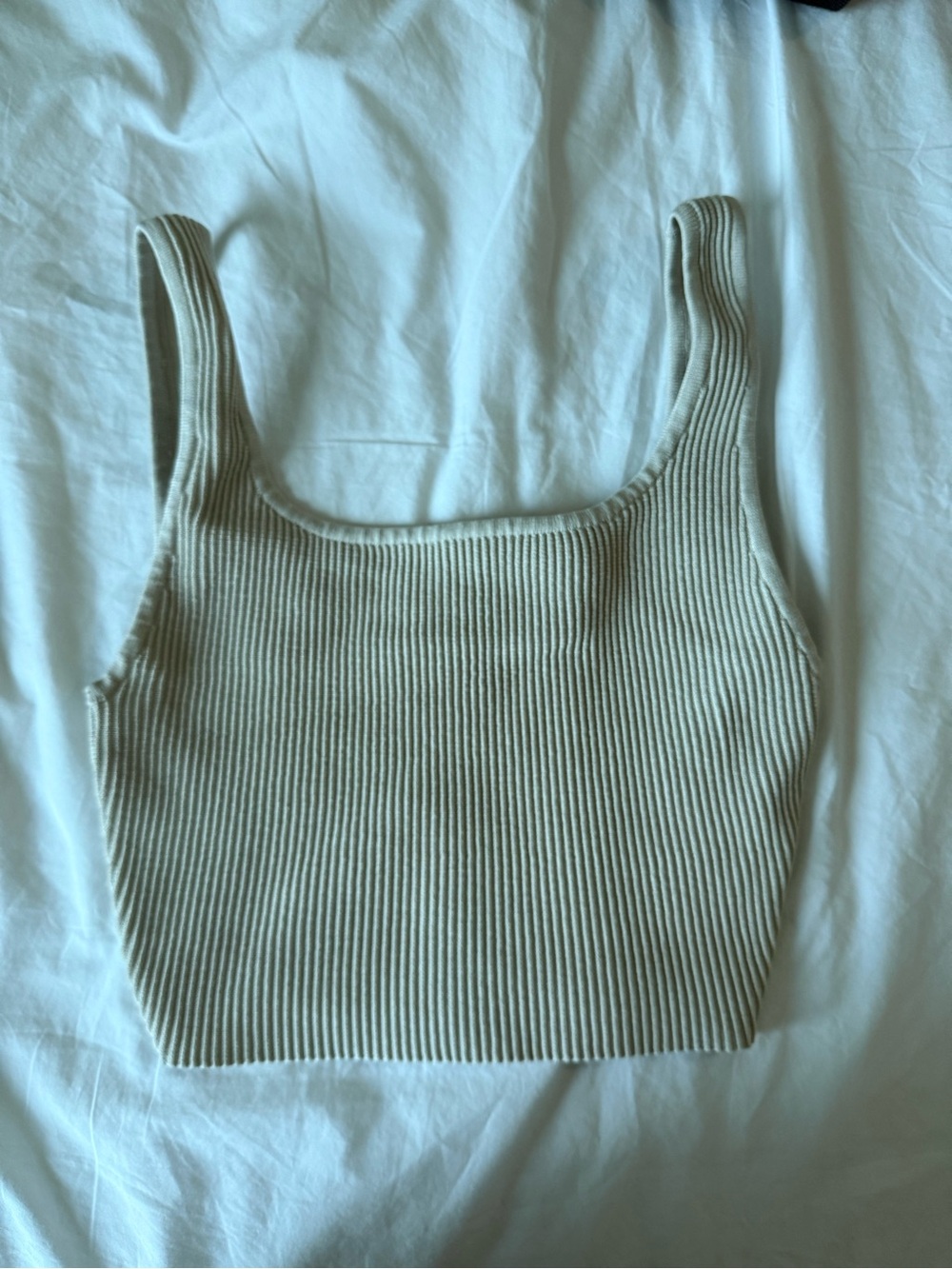 Aritzia Babaton Ribbed Square Neck Crop Tank Top - Cream